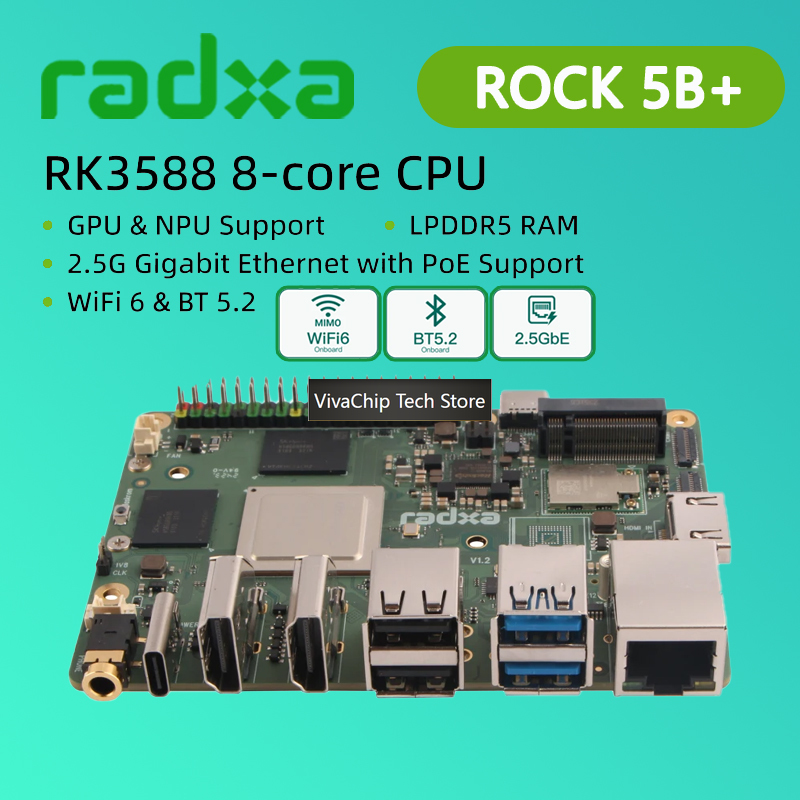 VivaChip TechRadxa ROCK 5B+ co - Rockchip Rk3588 Development Board reseña y precio